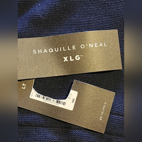 Shaquille O’Neal Navy Blue Crewneck Sweater Ribbed Textured Long Sleeve XLG LT - Picture 9 of 9